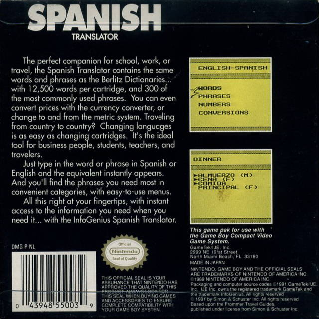 ZZZ(notgame):InfoGenius Productivity Pak : Berlitz Spanish Tran — box-2D-back (WOR)