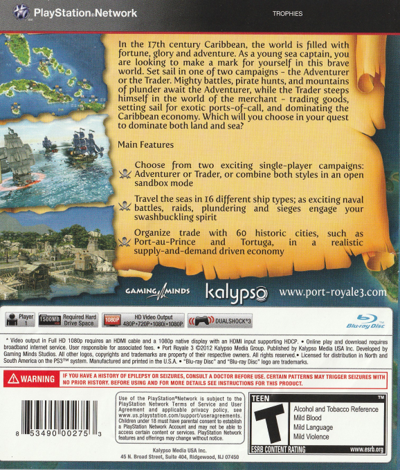 Port Royale 3 - Pirates & Merchants — box-2D-back (US)