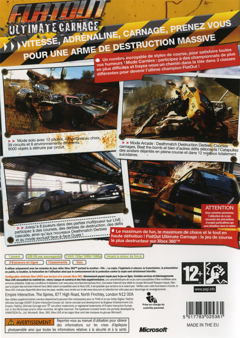 FlatOut - Ultimate Carnage — box-2D-back (FR)