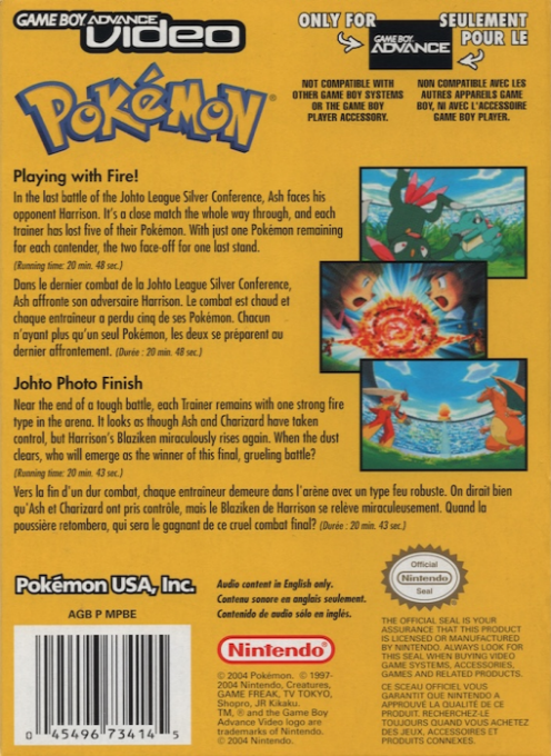 Game Boy Advance Video - Pokemon - Volume 1 — box-2D-back (CUS)