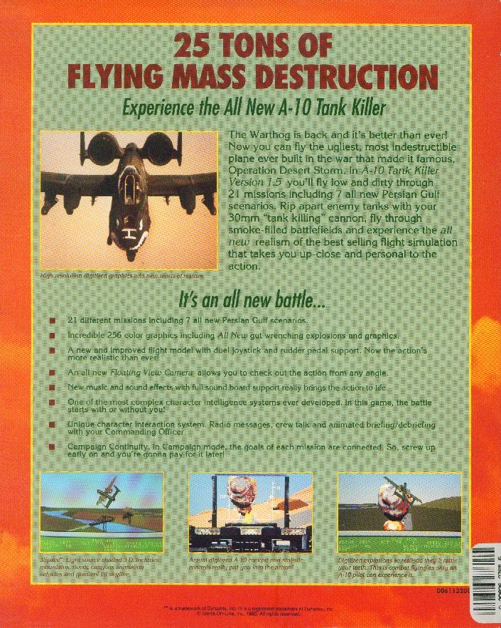 A-10 Tank Killer — box-2D-back (US)