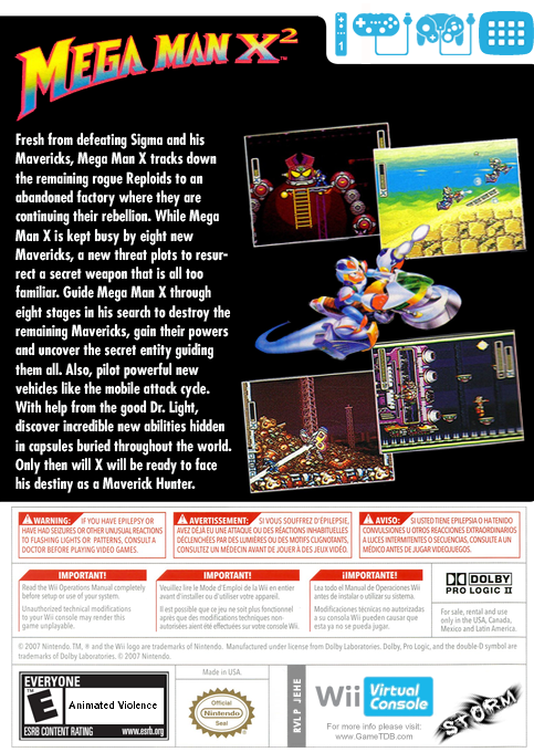 Mega Man X2 — box-2D-back (US)