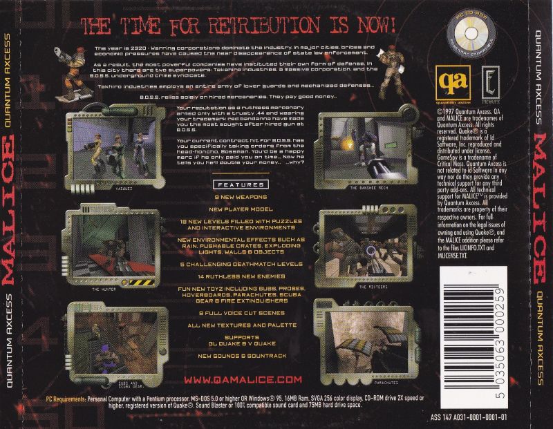 Malice - 23rd Century Ultraconversion for Quake — box-2D-back (UK)