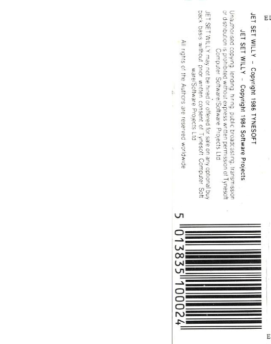 Jet Set Willy 2 — box-2D-back (EU)