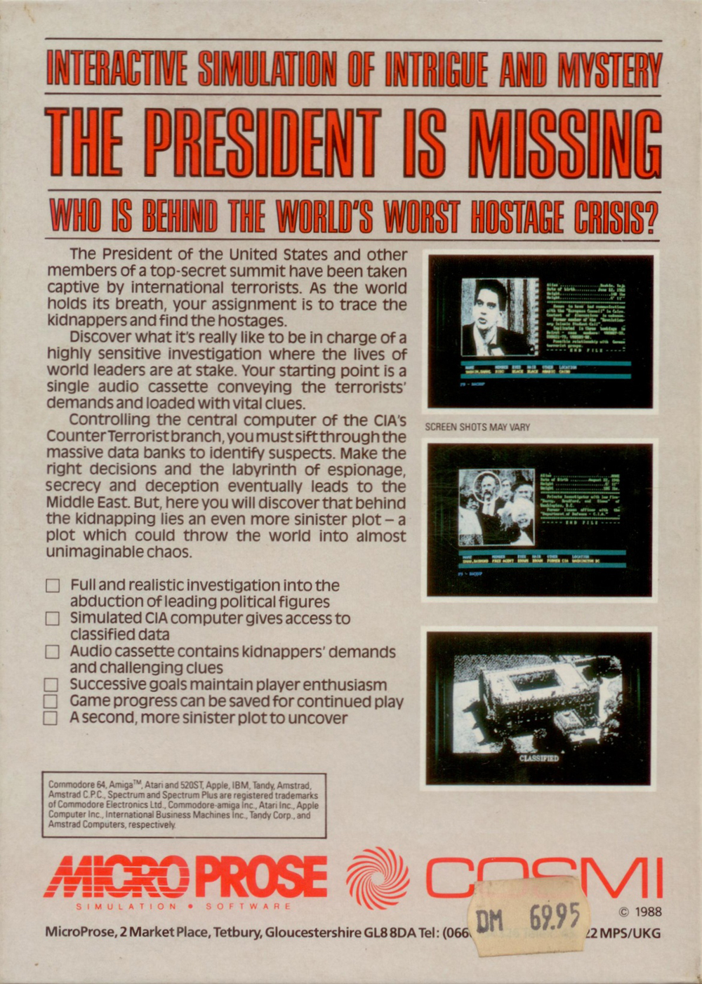 President is Missing, The — box-2D-back (EU)