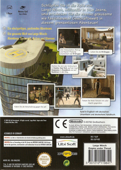 Largo Winch - Empire Under Threat — box-2D-back (DE)