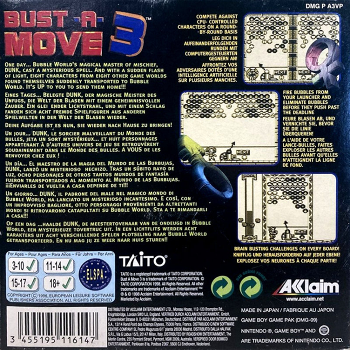 Bust-A-Move 3 DX — box-2D-back (EU)