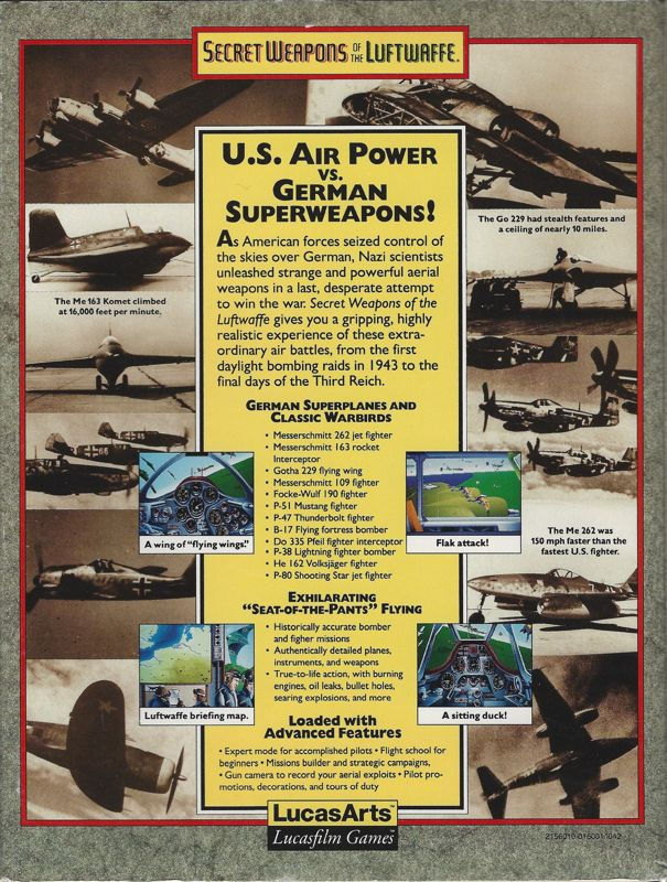 Secret Weapons Of The Luftwaffe — box-2D-back (US)