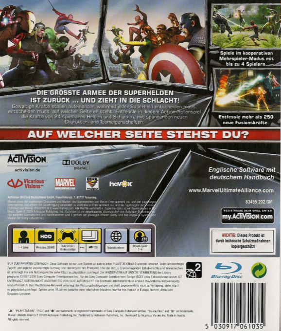 Marvel - Ultimate Alliance 2 — box-2D-back (DE)