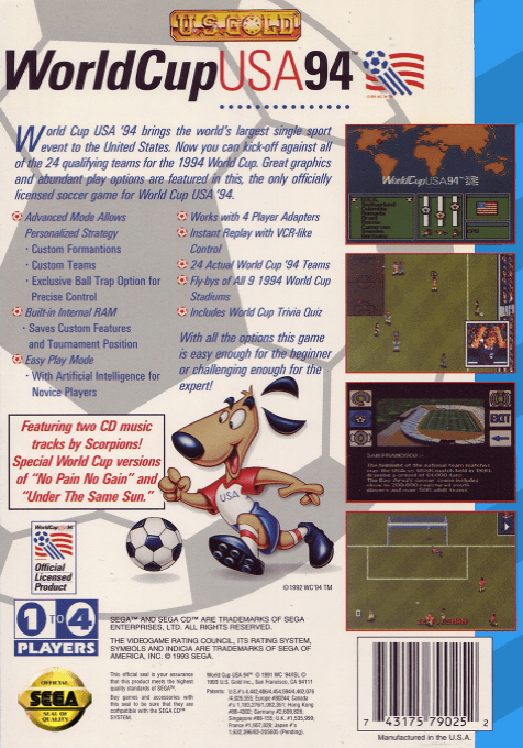 World Cup USA '94 — box-2D-back (US)