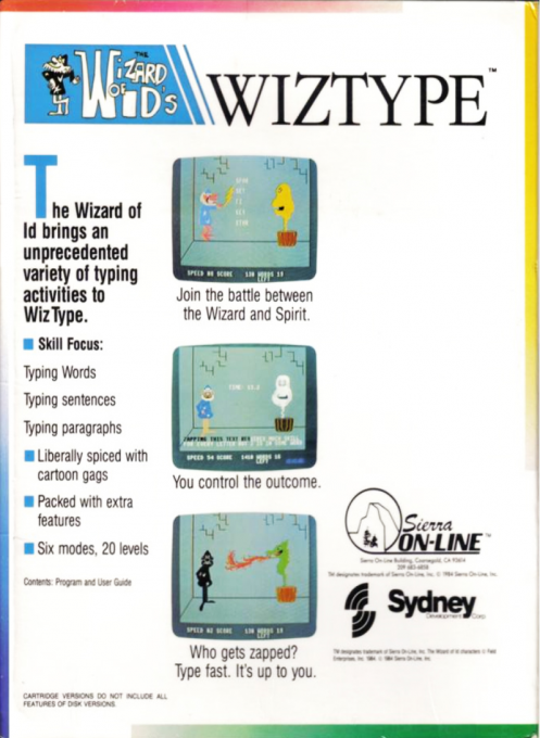 Wizard of Id's Wiztype — box-2D-back (US)