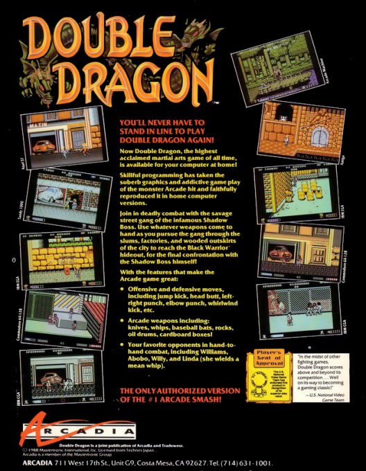 Double Dragon — box-2D-back (US)