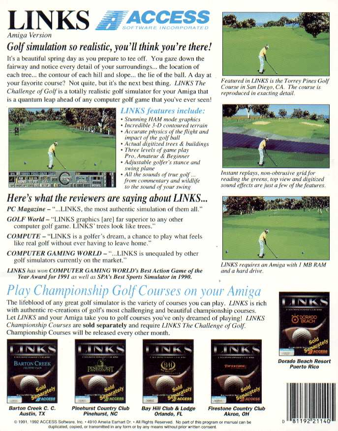 Links - The Challenge of Golf — box-2D-back (WOR)