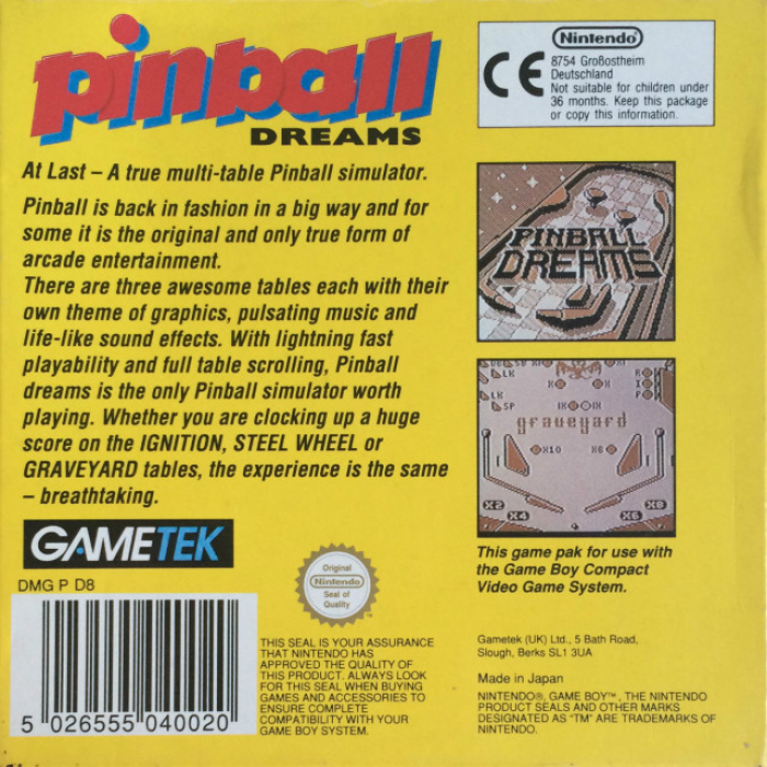 Pinball Dreams — box-2D-back (EU)