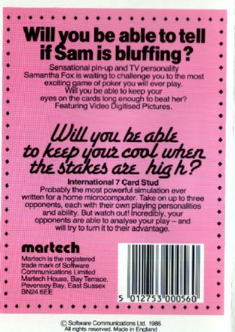 Samantha Fox Strip Poker — box-2D-back (EU)