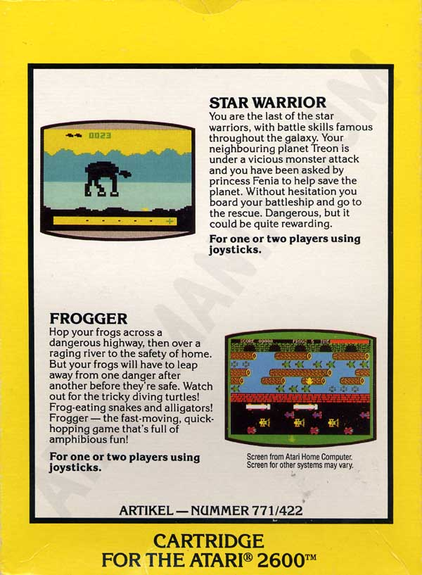 2 Pak Special - Star Warrior / Frogger — box-2D-back (EU)