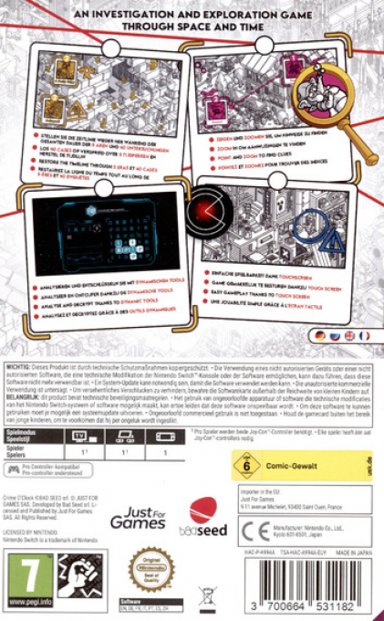 Crime O'Clock - A Time Travel Investigation — box-2D-back (DE)