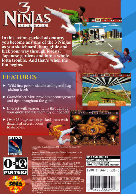 3 Ninjas Kick Back — box-2D-back (US)