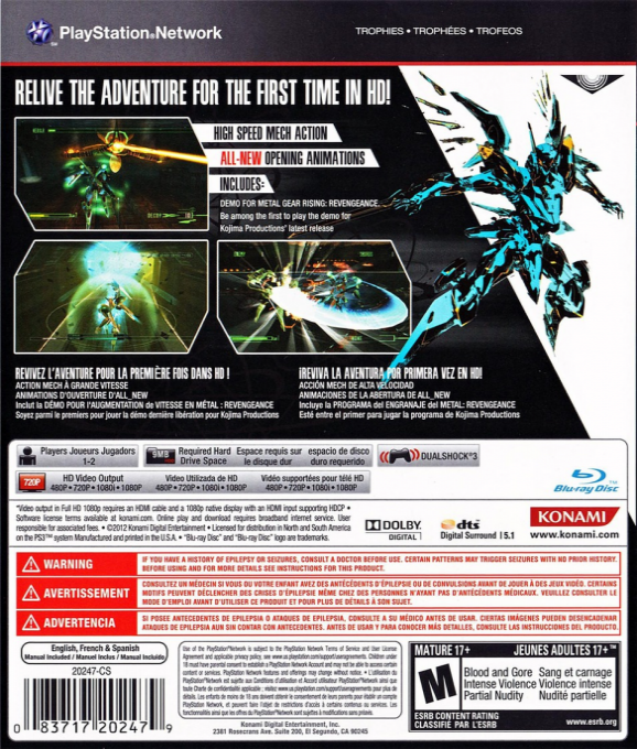 Zone of the Enders HD Collection — box-2D-back (CA)