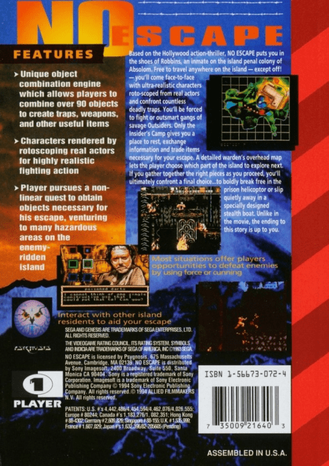 No Escape — box-2D-back (US)