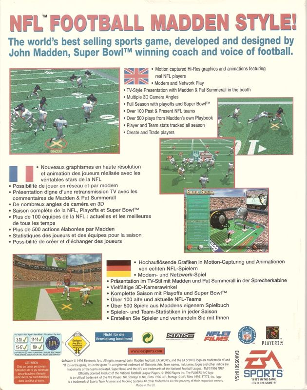 Madden NFL 97 — box-2D-back (EU)