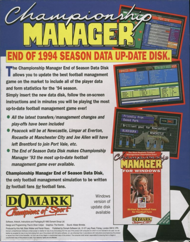 Championship Manager - End of 1994 Season Edition — box-2D-back (EU)