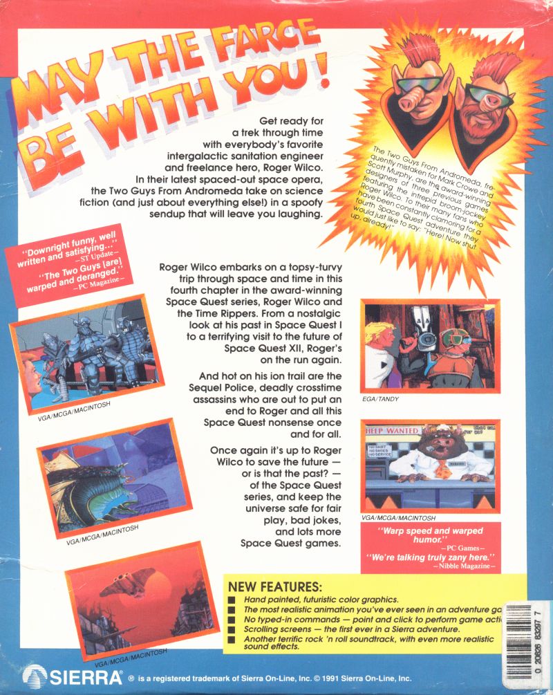 Space Quest IV: Roger Wilco and the Time Rippers — box-2D-back (WOR)