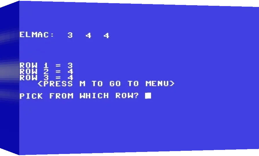 ELMAC plays Nim — box-3D (WOR)