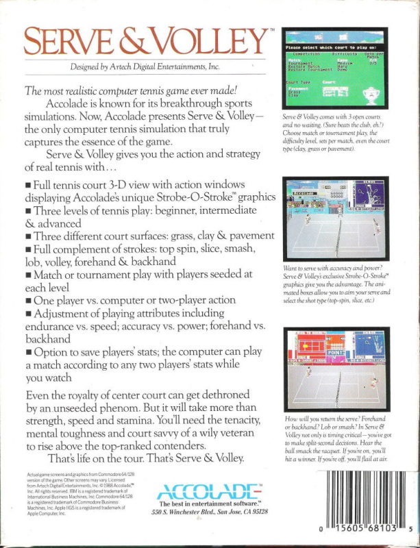 Serve And Volley — box-2D-back (US)