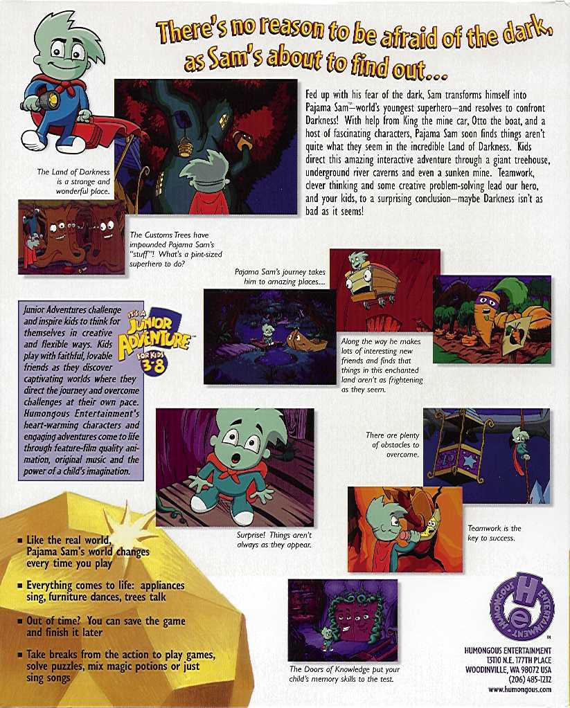 Pajama Sam: No Need to Hide When It's Dark Outside — box-2D-back (WOR)