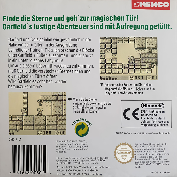 Garfield Labyrinth — box-2D-back (DE)