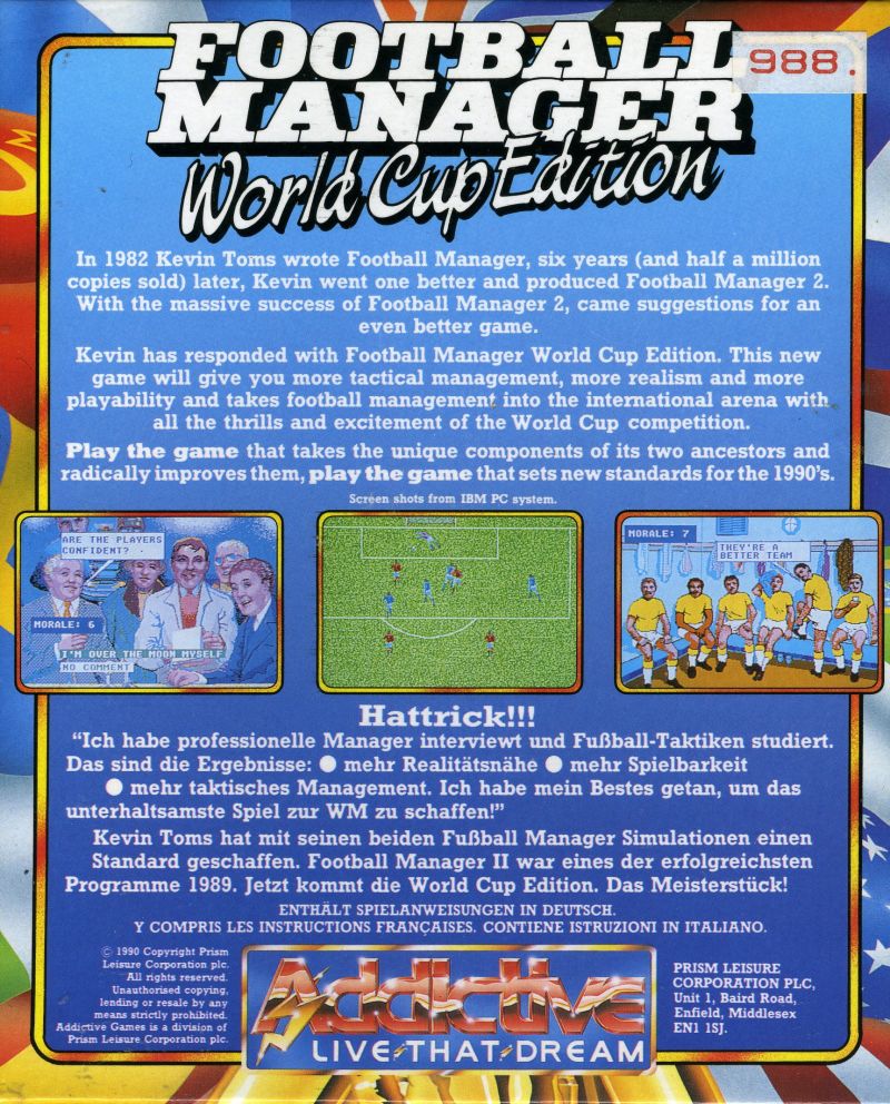 Football Manager: World Cup Edition 1990 — box-2D-back (EU)