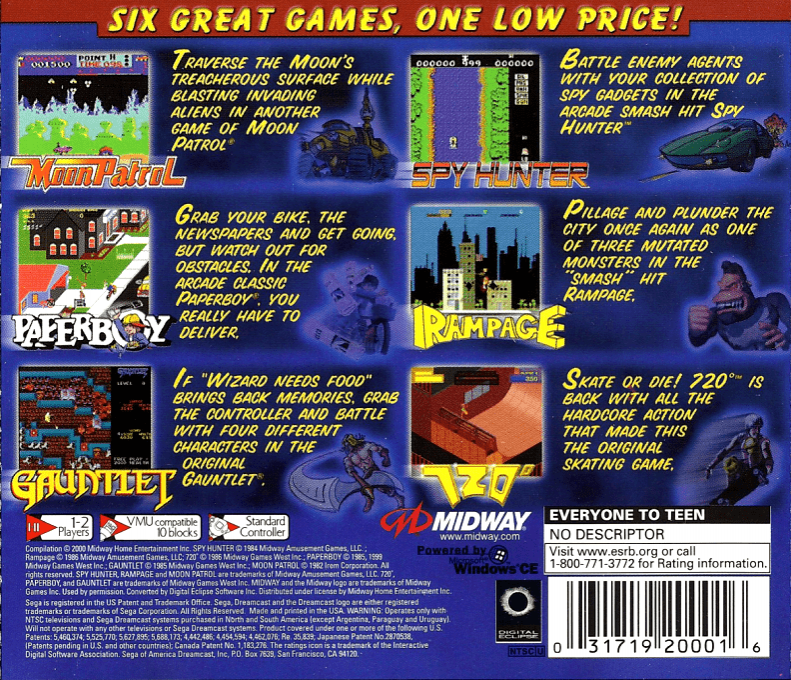 Midway's Greatest Arcade Hits - Volume 2 — box-2D-back (US)