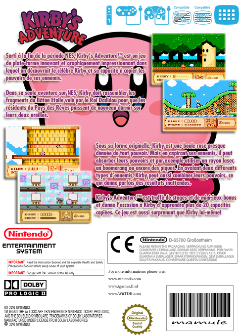 Kirby's Adventure — box-2D-back (FR)