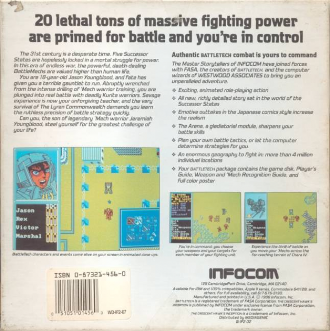 BattleTech - The Crescent Hawk's Inception — box-2D-back (US)