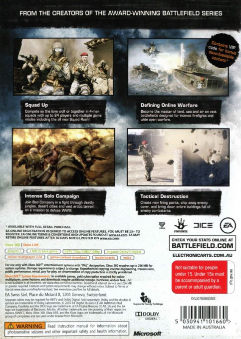 Battlefield - Bad Company 2 — box-2D-back (AU)
