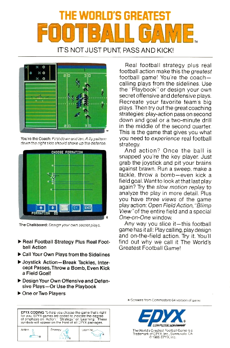 World's Greatest Football Game — box-2D-back (US)