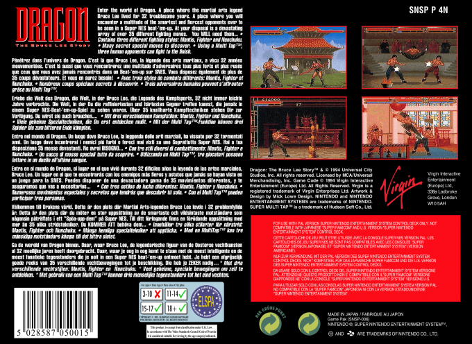 Dragon - The Bruce Lee Story — box-2D-back (EU)