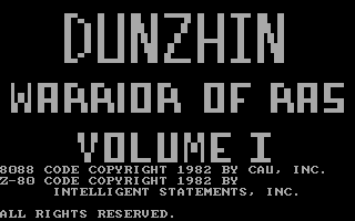 Warrior Of Ras : Volume One - Dunzhin — sstitle (WOR)