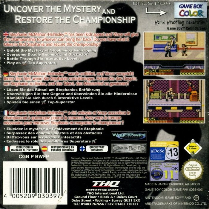 WWF Betrayal — box-2D-back (EU)