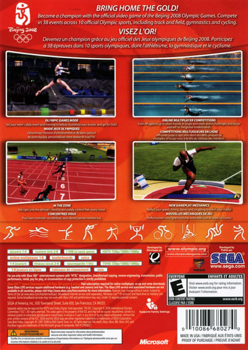 Beijing 2008 - Le Jeu Vidéo Officiel Des Jeux Olympiques — box-2D-back (CA)