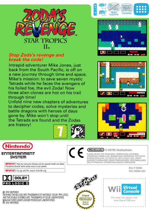 Zoda's Revenge: StarTropics II — box-2D-back (EU)
