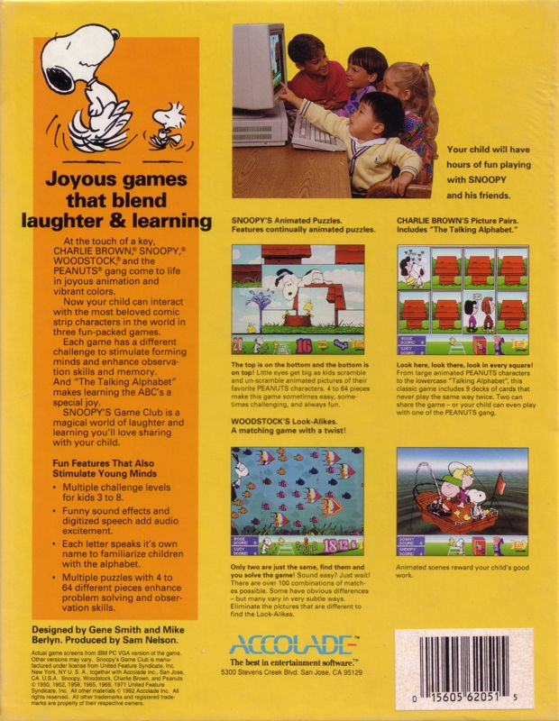 Snoopy's Game Club — box-2D-back (US)