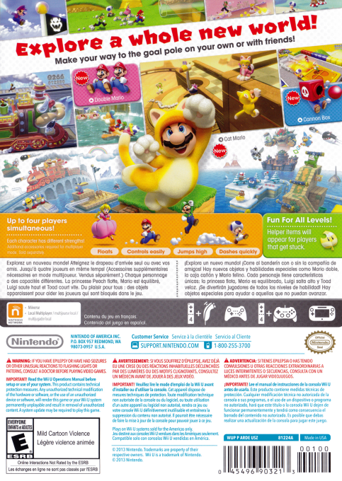 Super Mario 3D World — box-2D-back (US)