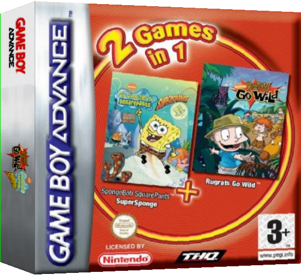 2 Games in 1 - Rugrats - Go Wild + SpongeBob SquarePants - SuperSponge — box-3D (EU)