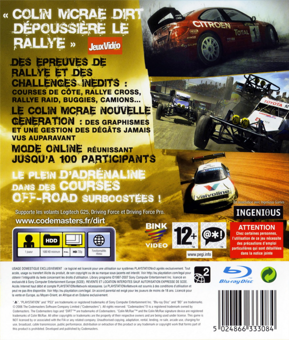Colin McRae - Dirt — box-2D-back (FR)