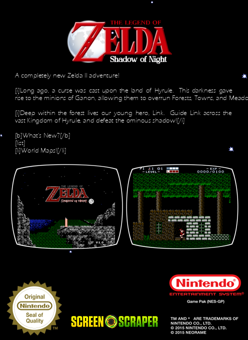 The Legend Of Zelda II: Shadow Of Night — box-2D-back (SS)