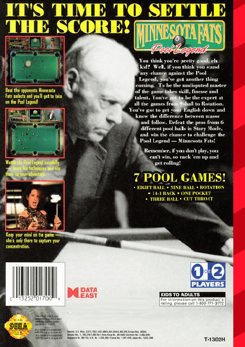 Minnesota Fats - Pool Legend — box-2D-back (US)