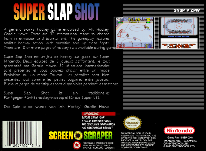 Super Slap Shot — box-2D-back (SS)