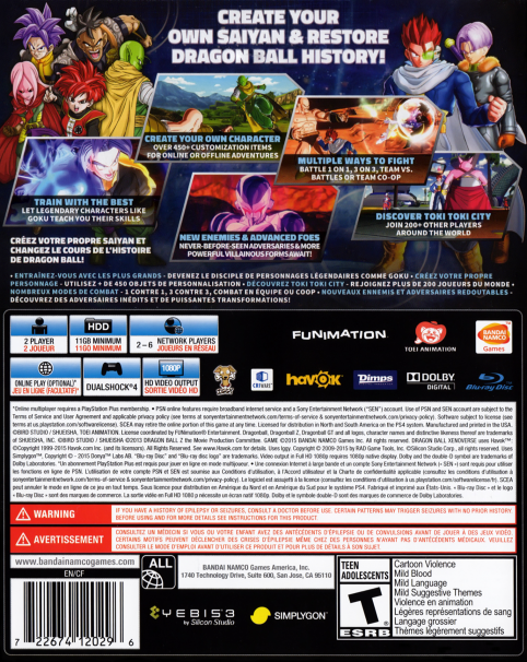 Dragon Ball - Xenoverse — box-2D-back (US)